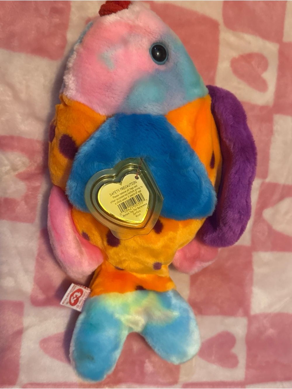 Ty Multicolor Plush Fish in Blue, Purple, Orange, Pink, Yellow